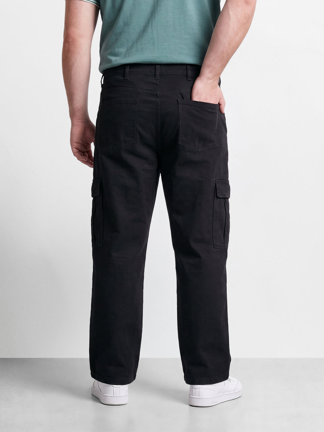 Men's Black Relaxed Fit Solid The Eternity Series Jeans