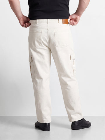 Men's White Relaxed Fit Solid The Eternity Series Jeans