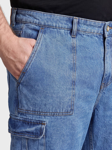 Men's Blue Relaxed Fit Solid The Eternity Series Jeans