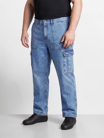 Men's Blue Relaxed Fit Solid The Eternity Series Jeans