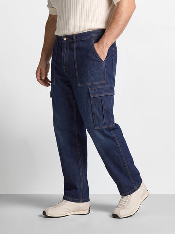 Men's Blue Relaxed Fit Solid The Eternity Series Jeans