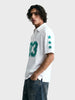 Men's White Boxy Fit Printed Casual Polo T-Shirt