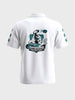 Men's White Boxy Fit Printed Casual Polo T-Shirt