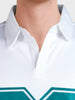 Men's White Boxy Fit Printed Casual Polo T-Shirt