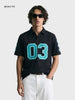 Men's Black Boxy Fit Printed Casual Polo T-Shirt