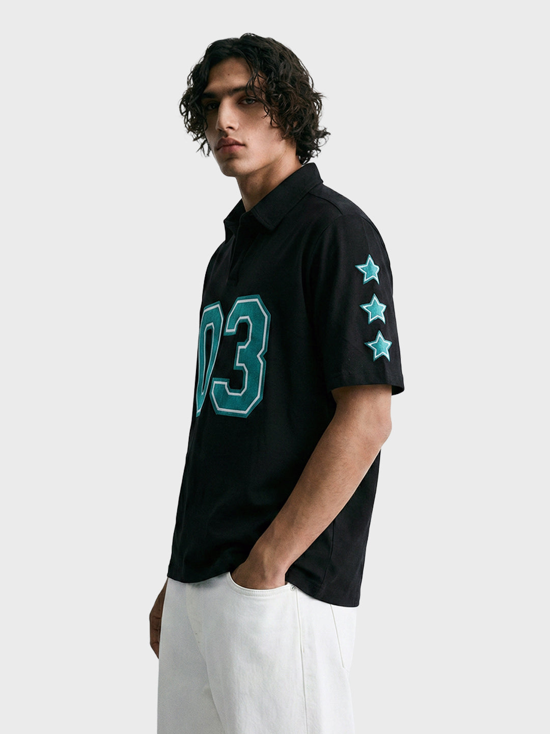 Men's Black Boxy Fit Printed Casual T-Shirt