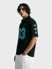 Men's Black Boxy Fit Printed Casual Polo T-Shirt
