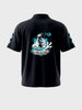 Men's Black Boxy Fit Printed Casual Polo T-Shirt