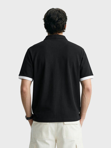 Men's Black Boxy Fit Loony Tune character Polo T-Shirt