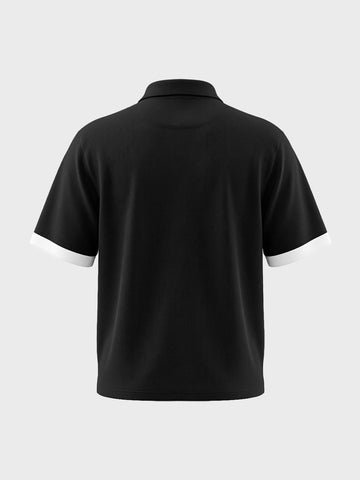 Men's Black Boxy Fit Loony Tune character Polo T-Shirt