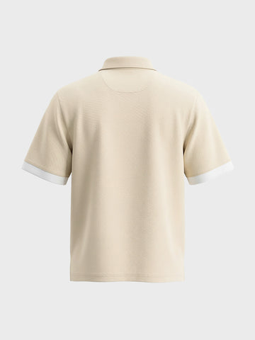 Men's Beige Boxy Fit Loony Tune character Polo T-Shirt