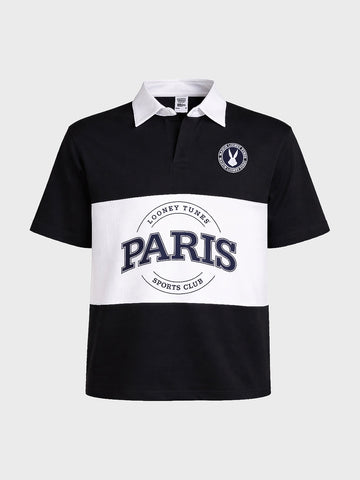 Men's Black Boxy Fit Loony Tune character Polo T-Shirt