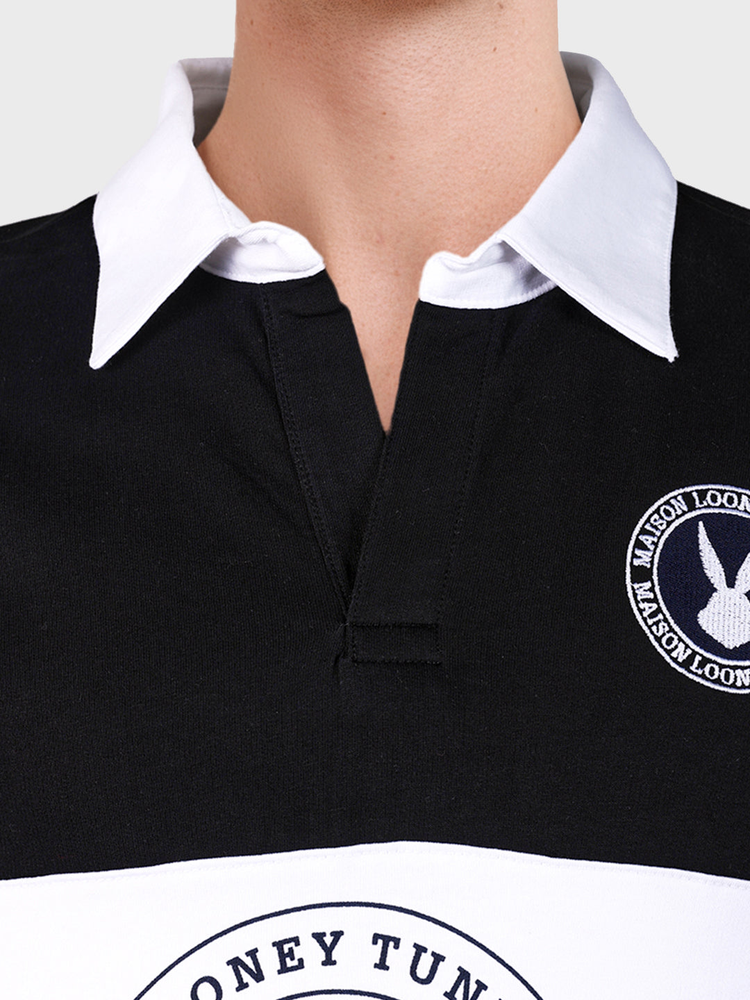 Men's Black Boxy Fit Loony Tune character Polo T-Shirt
