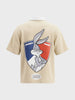 Men's Beige Boxy Fit Loony Tune character Polo T-Shirt