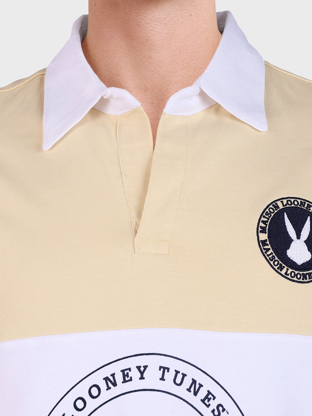 Men's Beige Boxy Fit Loony Tune character Polo T-Shirt