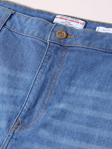 Men's Blue Slim Fit Solid Casual Jeans