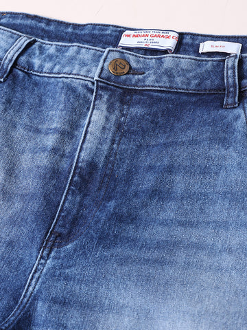 Men's Blue Slim Fit Solid Casual Jeans