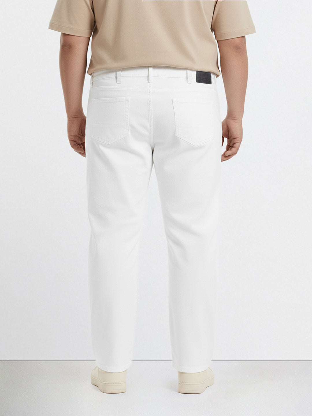 Men's White Slim Fit Solid Casual Jeans