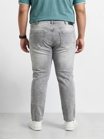 Men's Grey Slim Fit Solid Casual Jeans