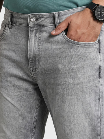 Men's Grey Slim Fit Solid Casual Jeans