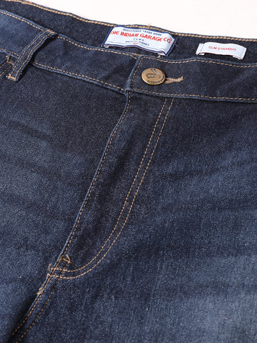 Men's Blue Slim Fit Solid Casual Jeans