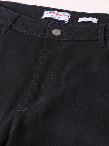 Men's Black Slim Fit Solid Casual Jeans