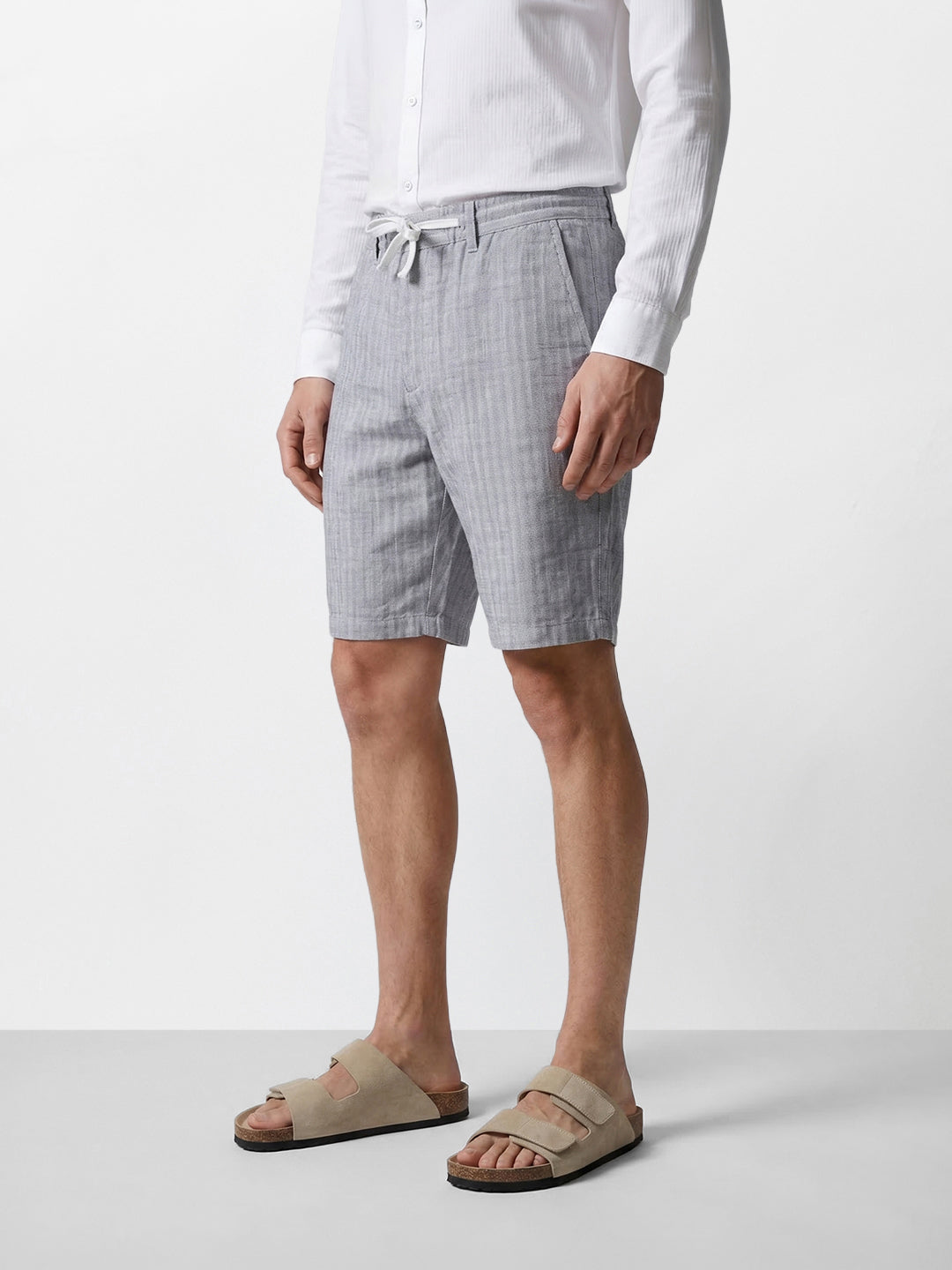 Men's Grey Regular Fit Solid Casual Shorts