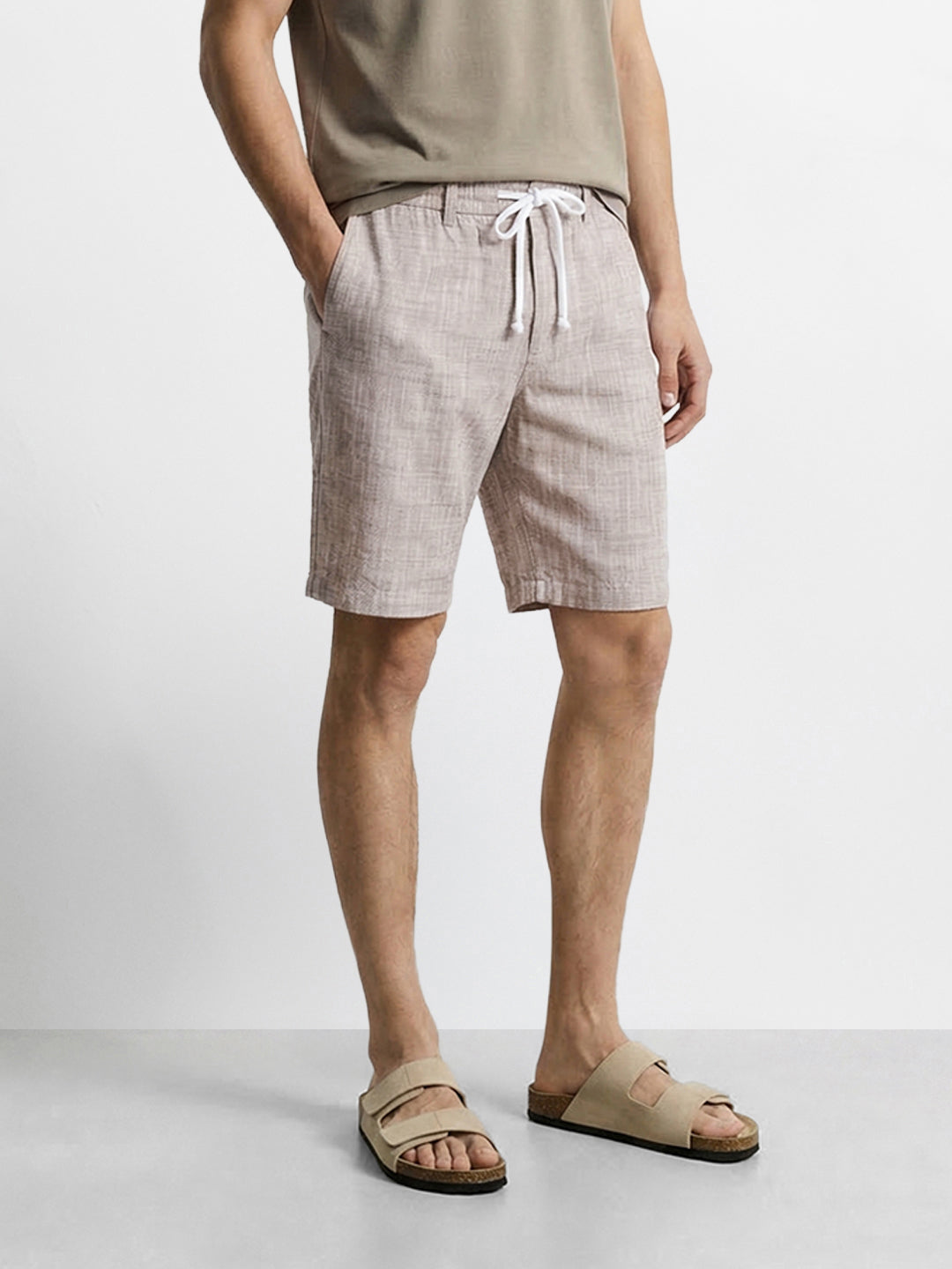 Men's Brown Regular Fit Solid Casual Shorts