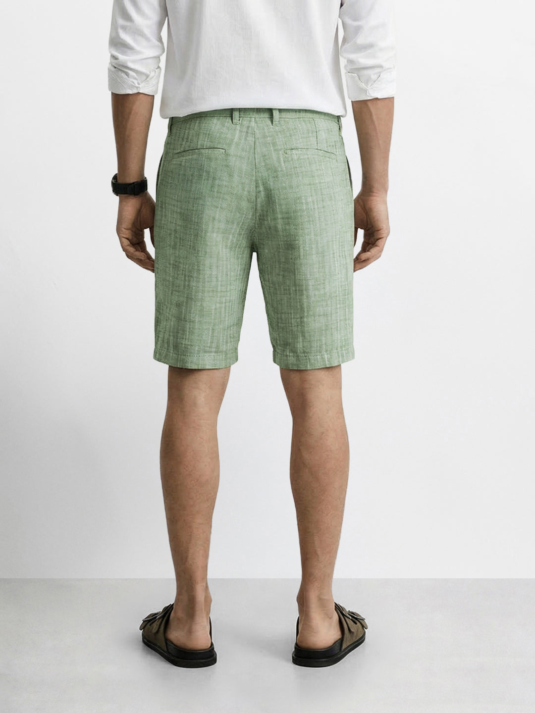 Men's Green Regular Fit Solid Casual Shorts