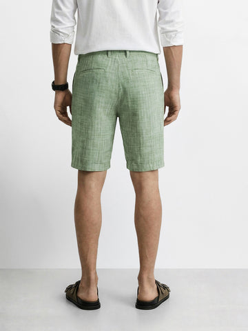 Men's Green Regular Fit Solid Casual Shorts