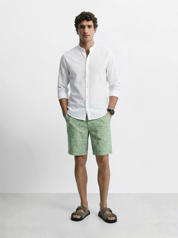 Men's Green Regular Fit Solid Casual Shorts