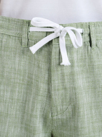 Men's Green Regular Fit Solid Casual Shorts