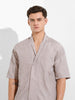 Men's Grey Relaxed Fit Textured Party Wear Shirt