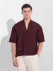 Men's Burgundy Relaxed Fit Textured Party Wear Shirt