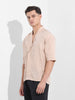 Men's Beige Relaxed Fit Textured Party Wear Shirt