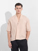Men's Beige Relaxed Fit Textured Party Wear Shirt