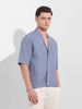 Men's Steel Grey Relaxed Fit Textured Party Wear Shirt