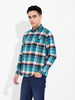 Men's Blue Regular Fit Casual Checkered Shirt