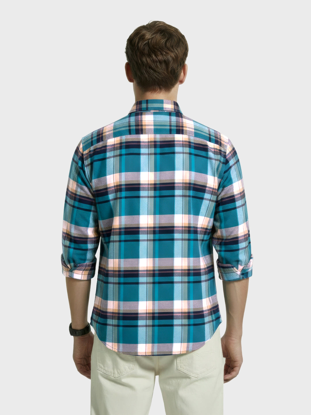 Men's Blue Regular Fit Casual Checkered Shirt