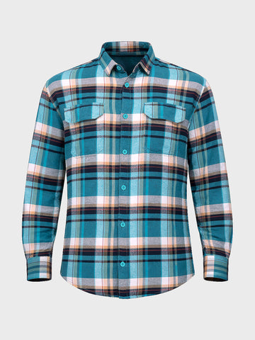 Men's Blue Regular Fit Casual Checkered Shirt