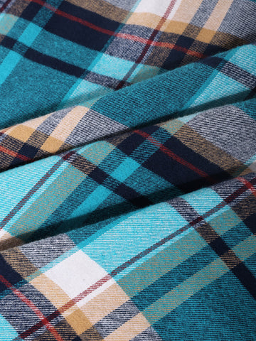 Men's Blue Regular Fit Casual Checkered Shirt