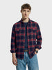 Men's Navy Blue Regular Fit Checkered Casual Shirt
