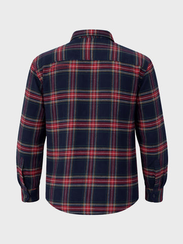 Men's Navy Blue Regular Fit Checkered Casual Shirt