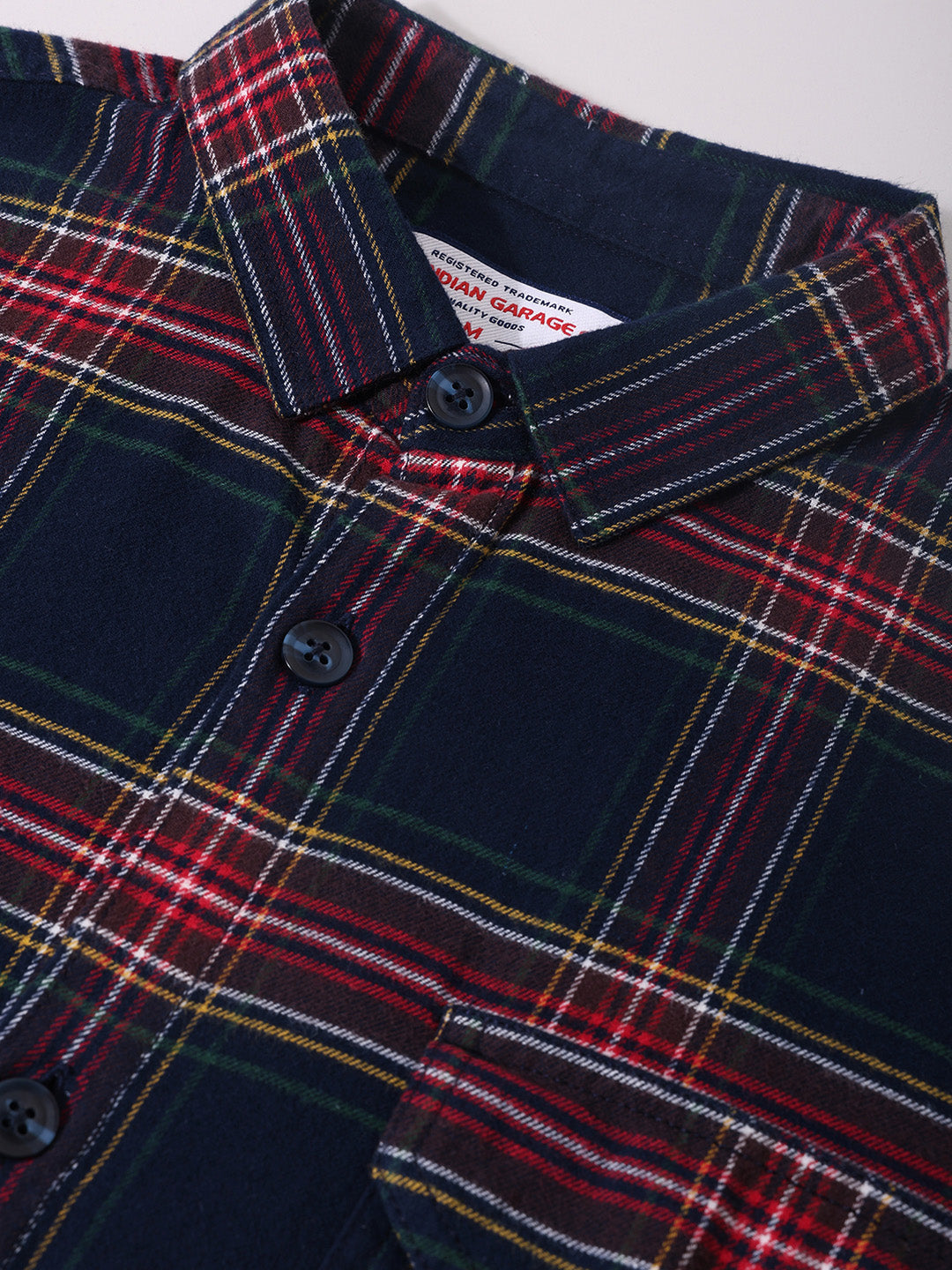 Men's Navy Regular Fit Casual Checkered Shirt