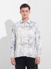 Men's Grey Relaxed Fit Printed Casual Shirt