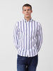 Men's White Regular Fit Striped Casual Shirt