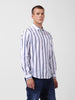 Men's White Regular Fit Striped Casual Shirt