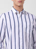 Men's White Regular Fit Striped Casual Shirt