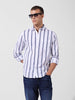 Men's White Regular Fit Striped Casual Shirt