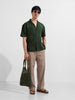 Men's Green Relaxed Fit Printed Resort Shirt
